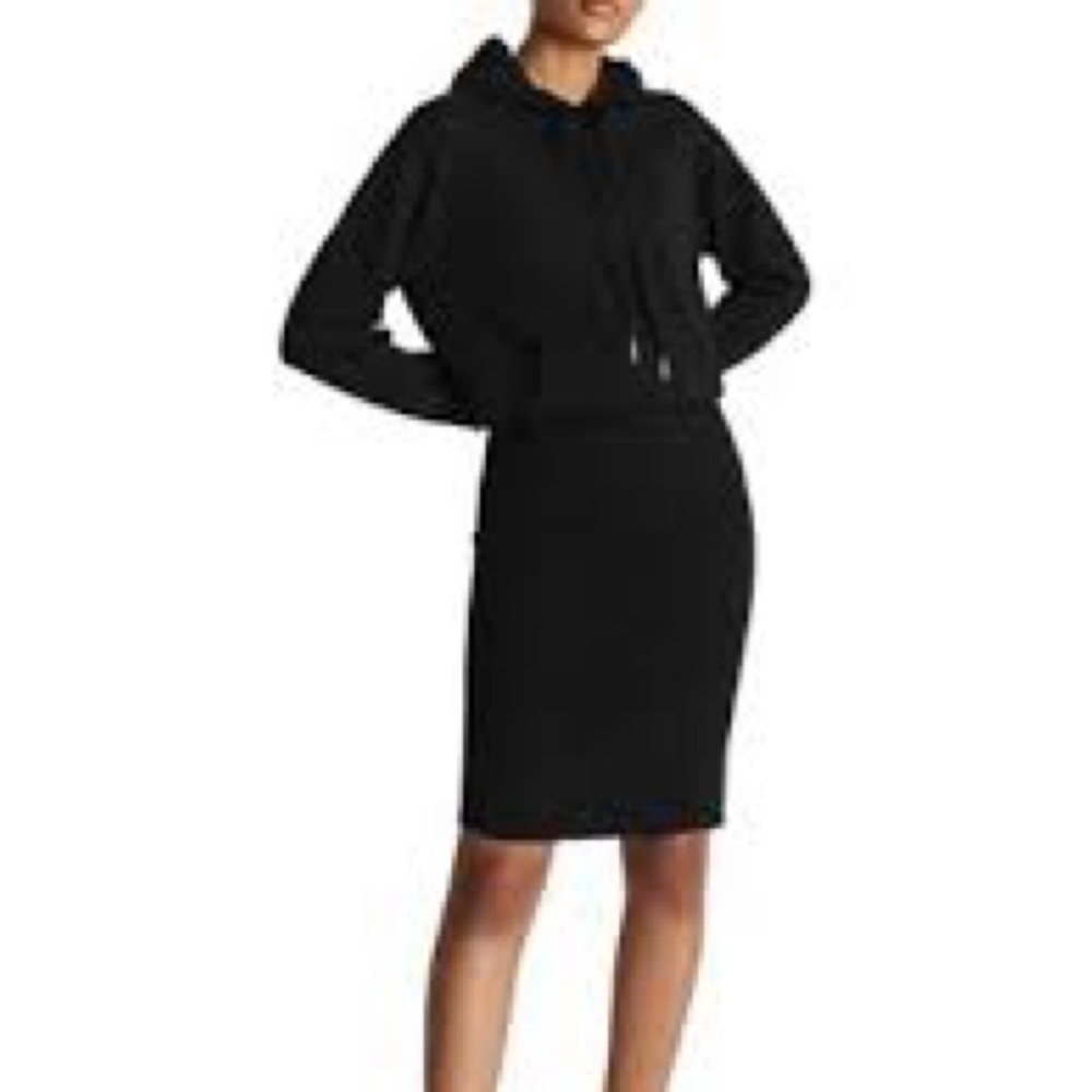 Soft Reiss Jodie Hoodie Dress Medium (or small) Black with almost tucked in look